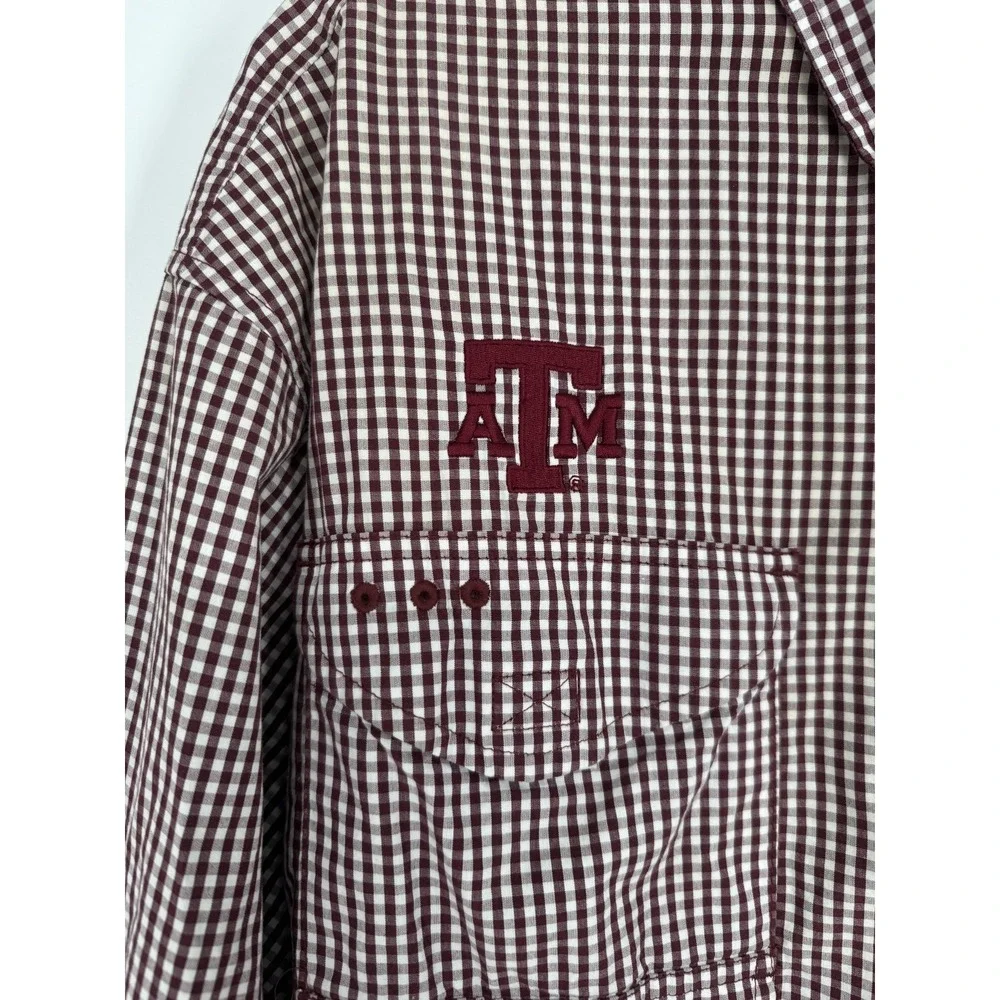 Columbia PFG‎ Texas A&M Aggies Fishing Shirt Long Sleeve Check Button Down Mediu
